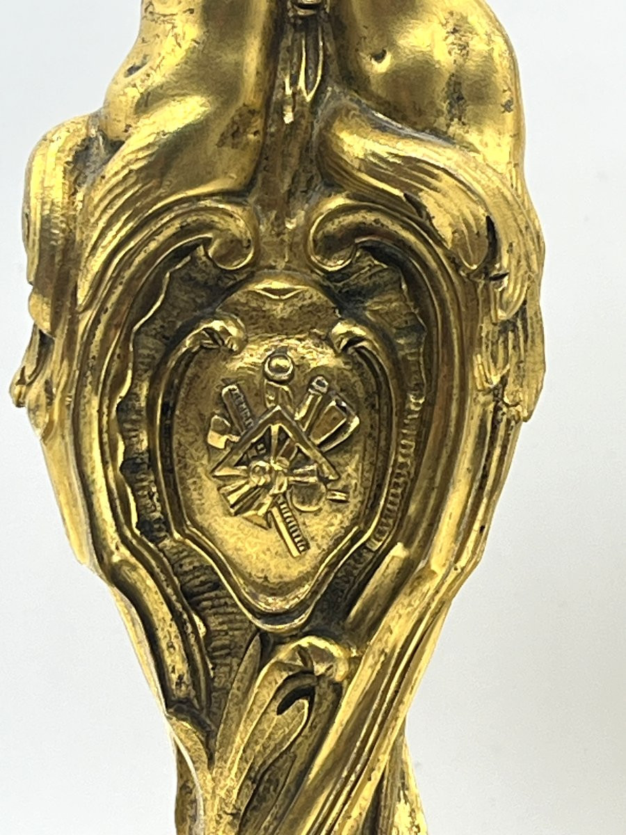 Paire de flambeaux en bronze doré, d'après MEISSONNIER.  Epoque Napoléon III-photo-3