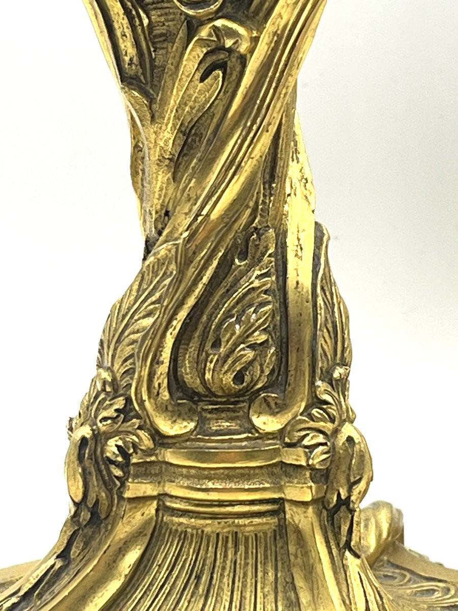Paire de flambeaux en bronze doré, d'après MEISSONNIER.  Epoque Napoléon III-photo-1