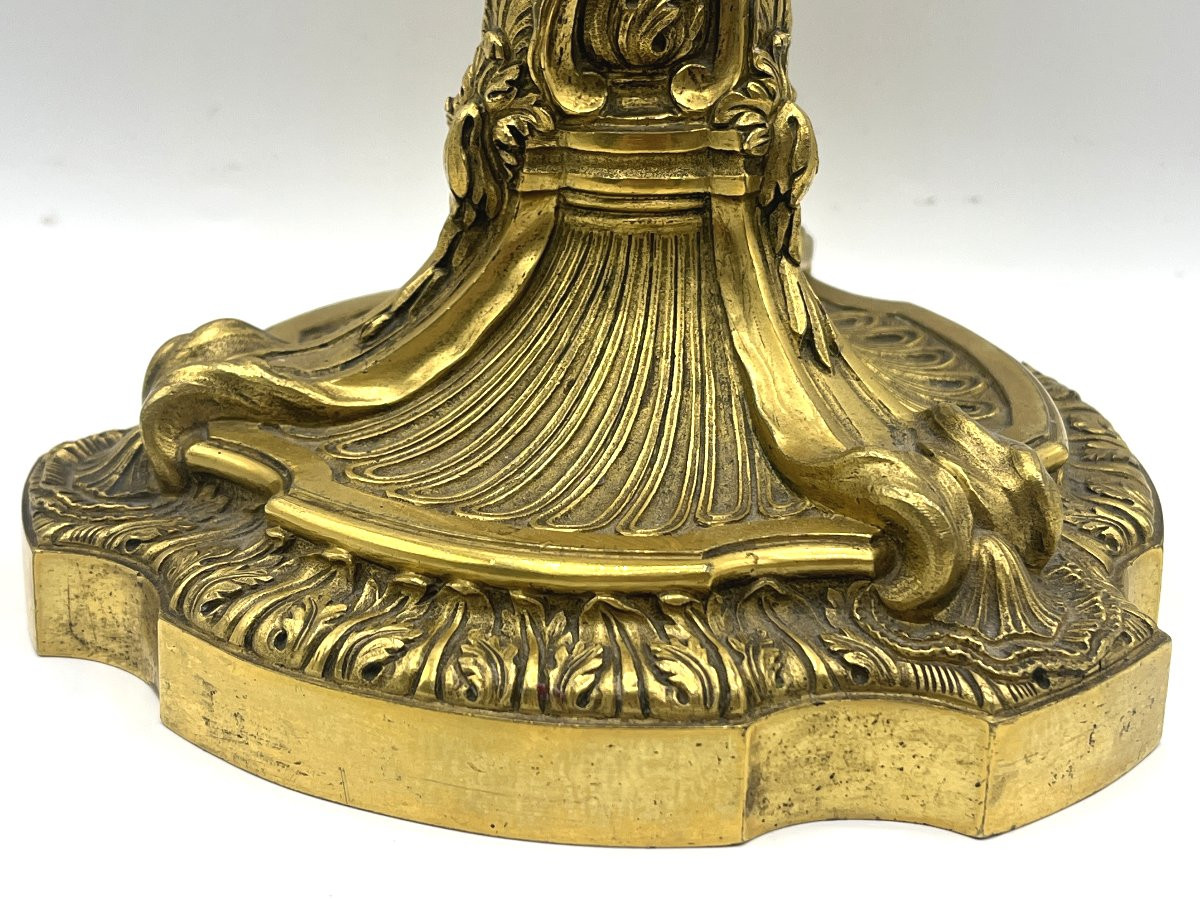 Paire de flambeaux en bronze doré, d'après MEISSONNIER.  Epoque Napoléon III-photo-2