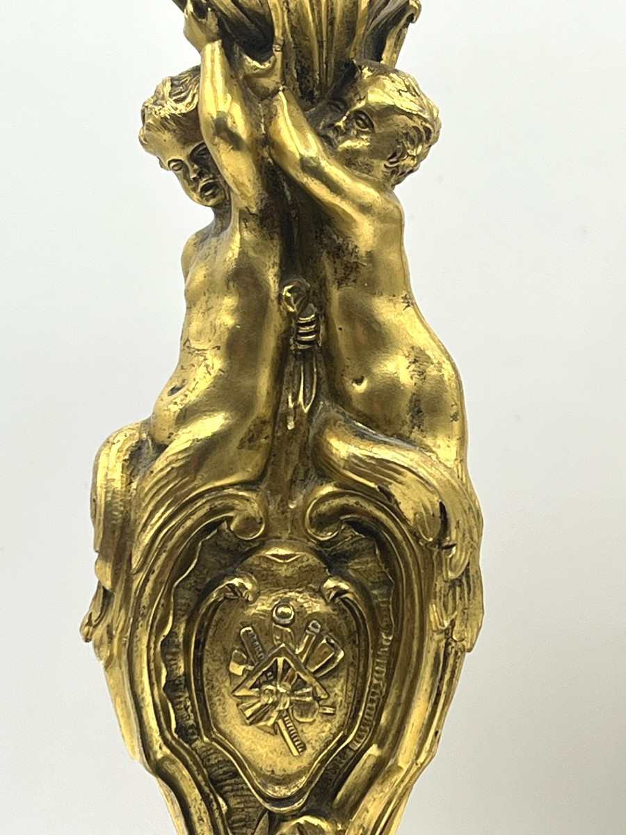 Paire de flambeaux en bronze doré, d'après MEISSONNIER.  Epoque Napoléon III