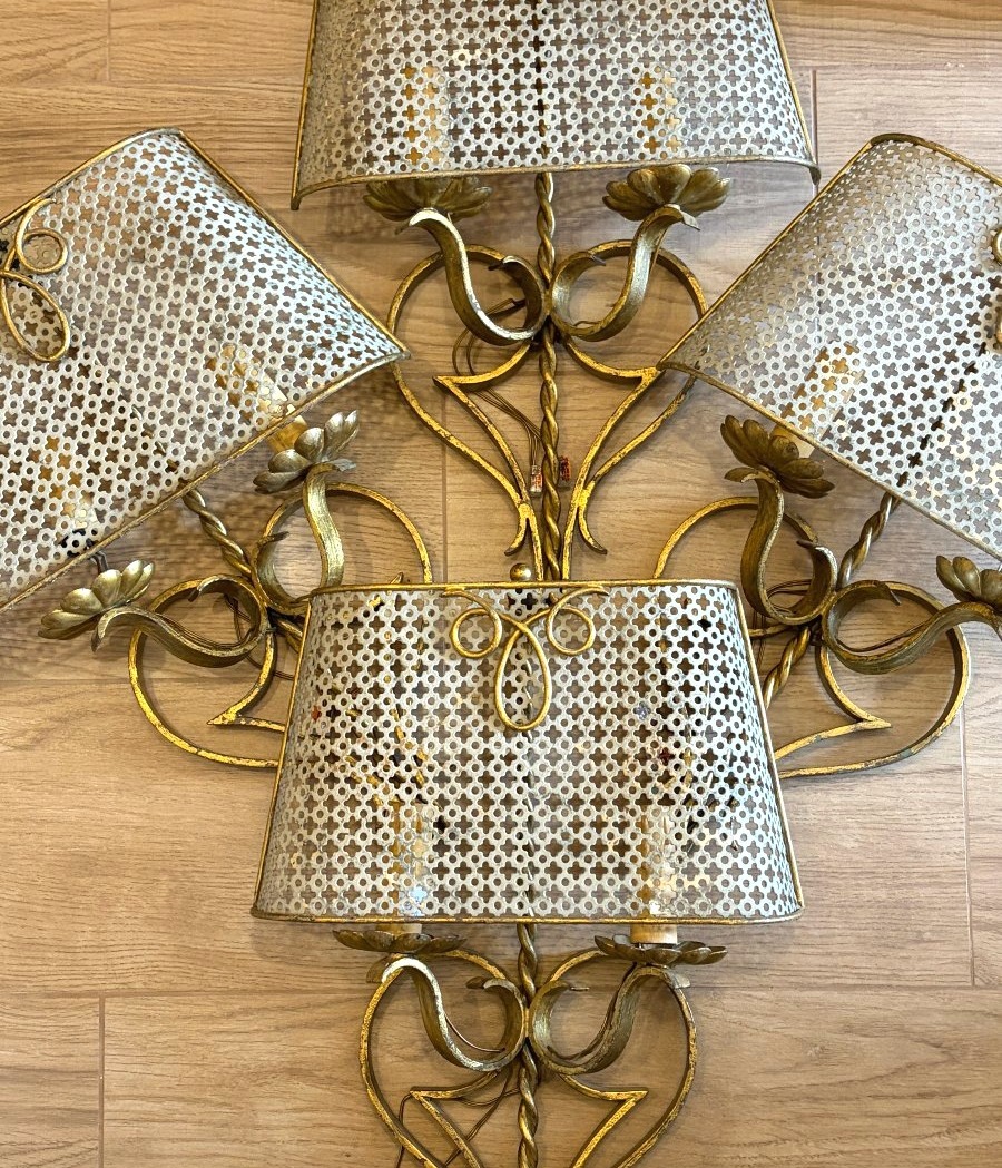 Set Of Four Wall Sconces, 1940s