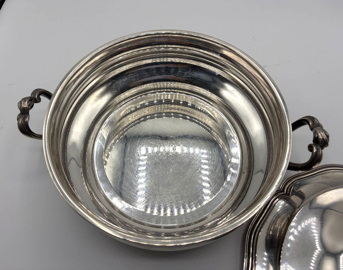 Silver-plated Covered Vegetable Dish With Pomegranate Decoration. 18th-century Style-photo-4