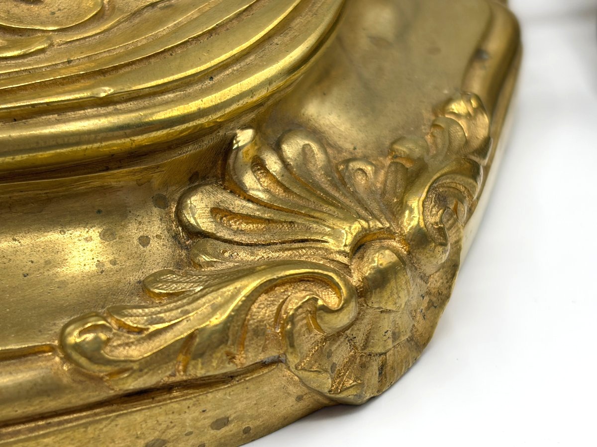 Bougeoir en bronze doré, monté en lampe .Epoque 19è siècle-photo-3