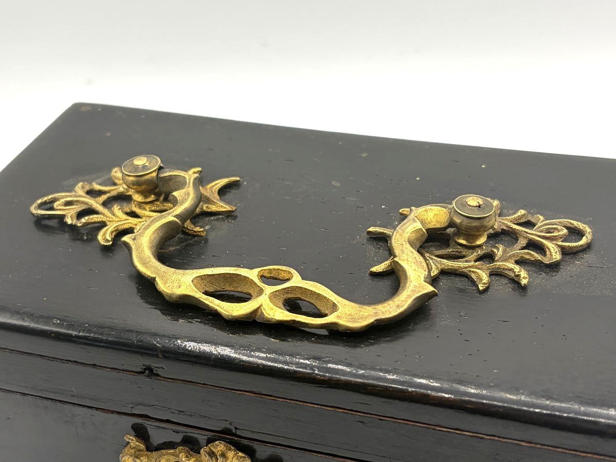 Coffret en bois noirci . Epoque Napoléon III-photo-3
