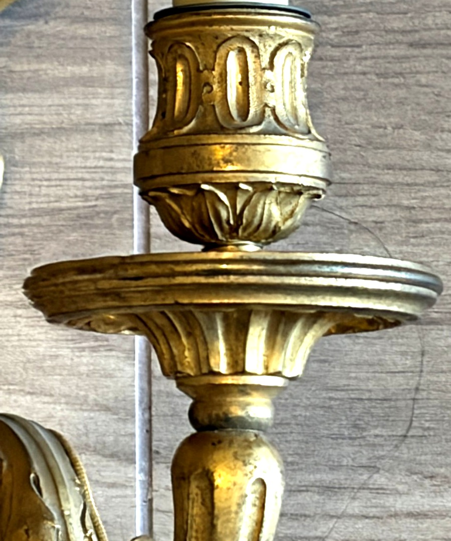 Pair Of Gilded Bronze Wall Sconces. Louis XVI Period-photo-4