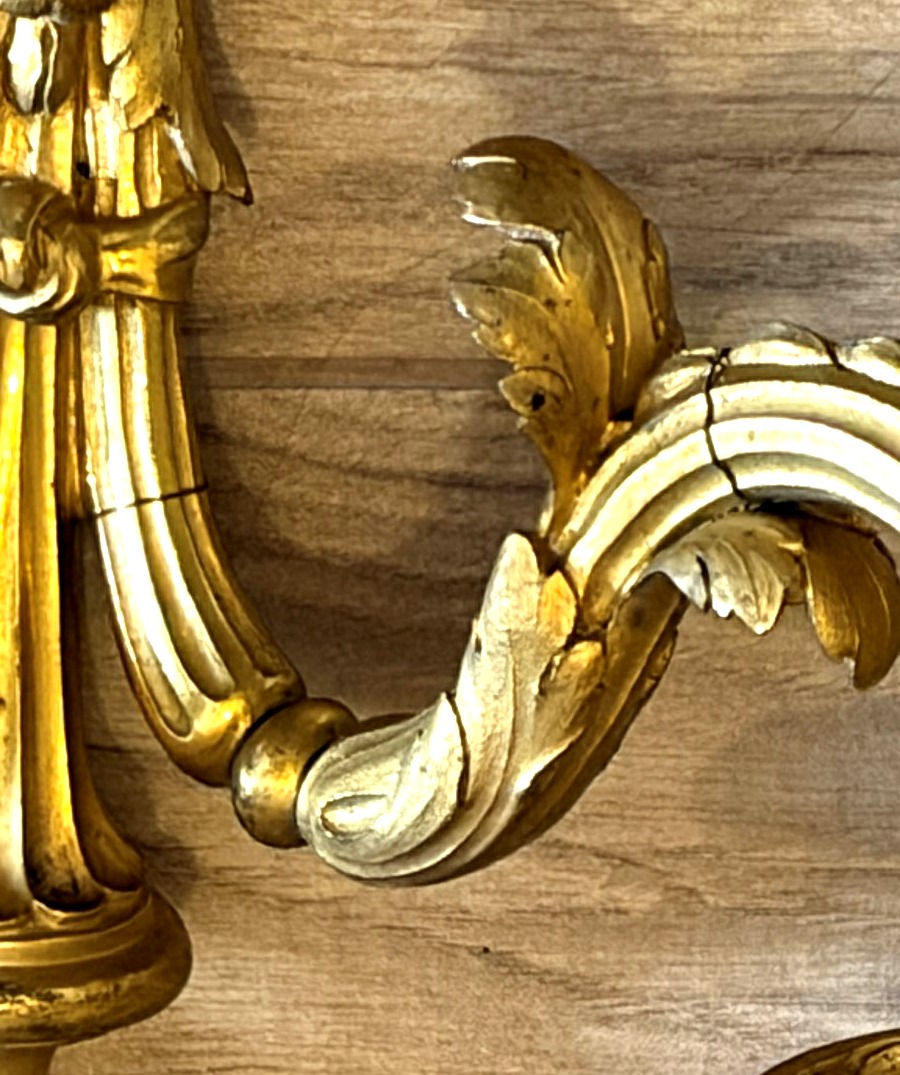 Pair Of Gilded Bronze Wall Sconces. Louis XVI Period-photo-2