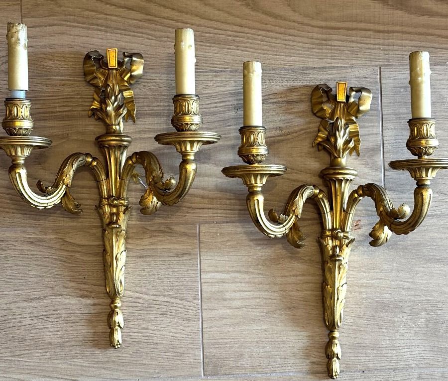 Pair Of Gilded Bronze Wall Sconces. Louis XVI Period
