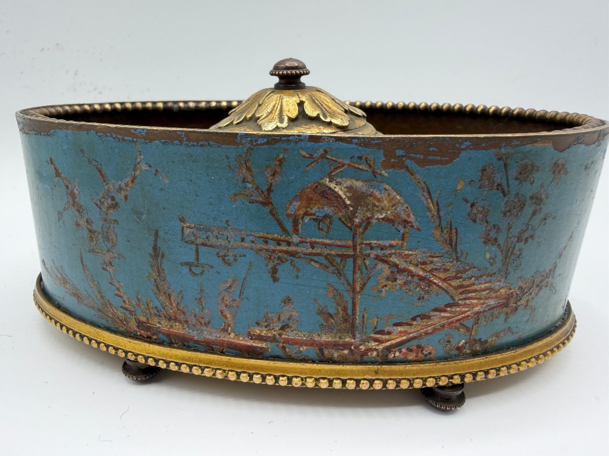 Painted Sheet Metal Inkwell. First Half Of The 19th Century-photo-2