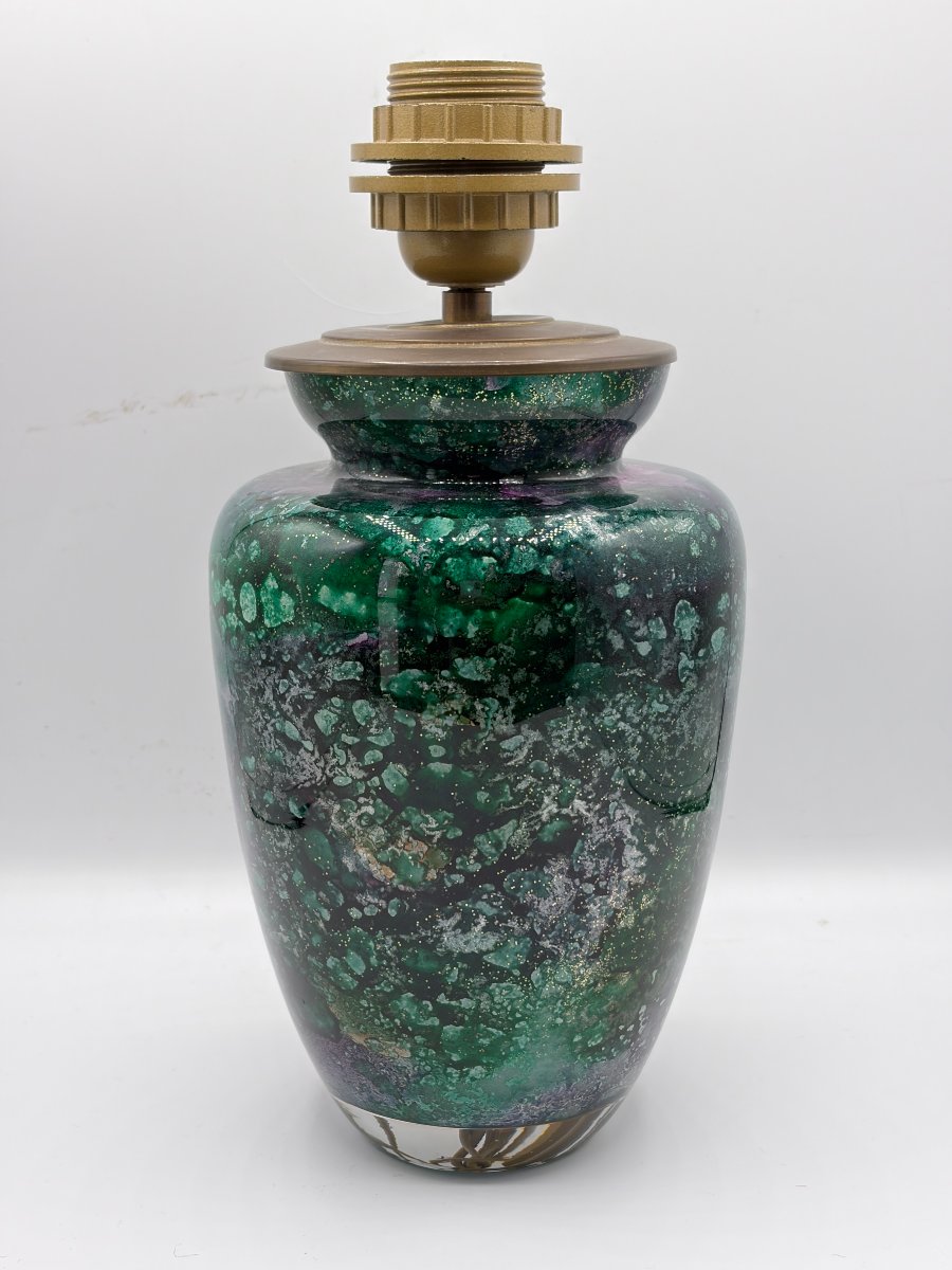 Laque Line. Vase monté en lampe . Etiquette d'origine-photo-3