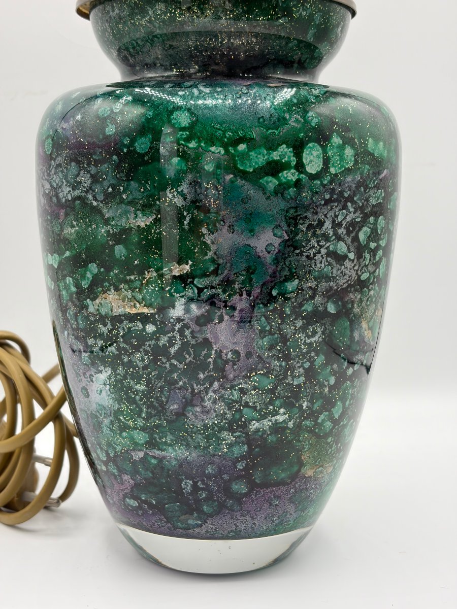 Laque Line. Vase monté en lampe . Etiquette d'origine-photo-4