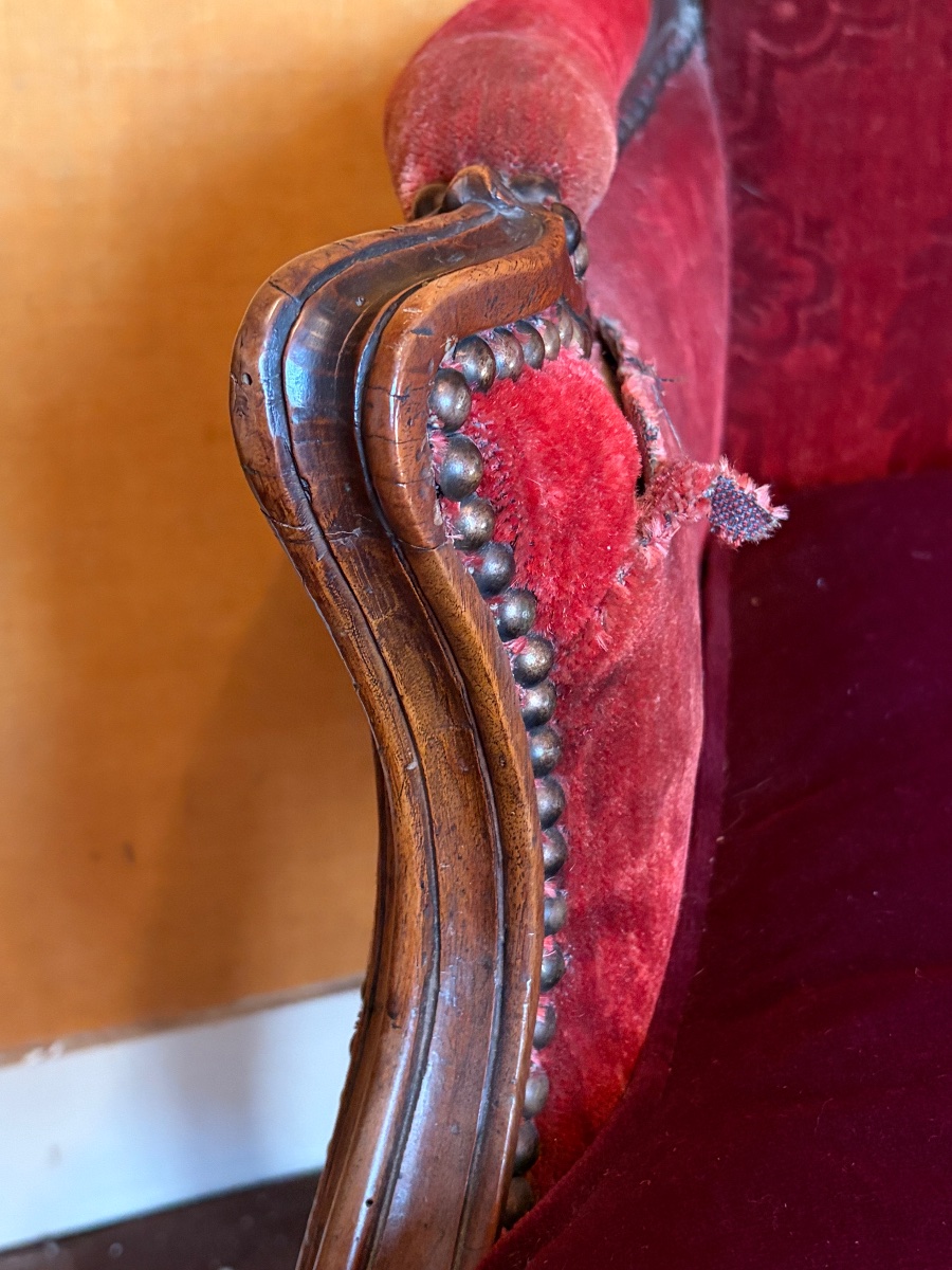 Bergère , dossier à la Reine . Époque Louis 15. Estampillée -photo-1