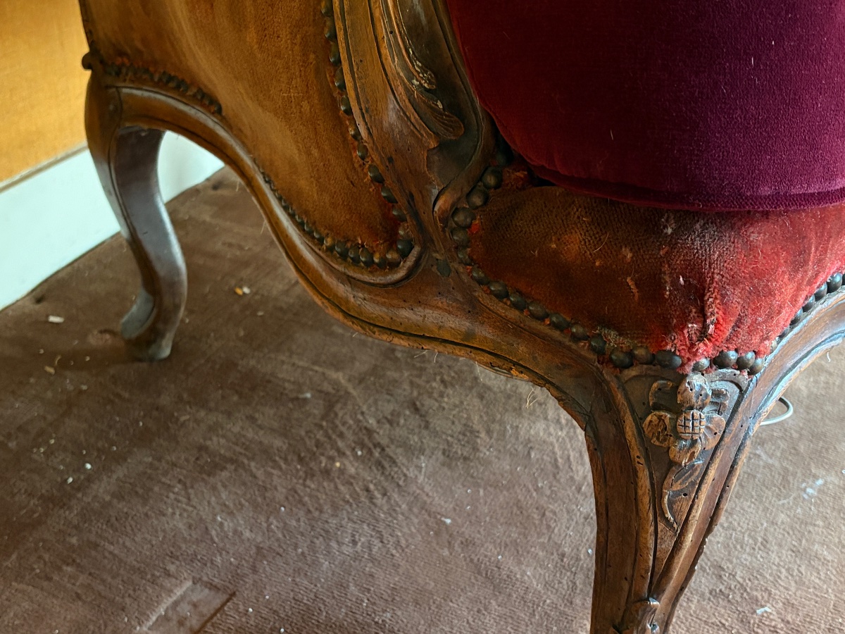 Bergère , dossier à la Reine . Époque Louis 15. Estampillée -photo-6