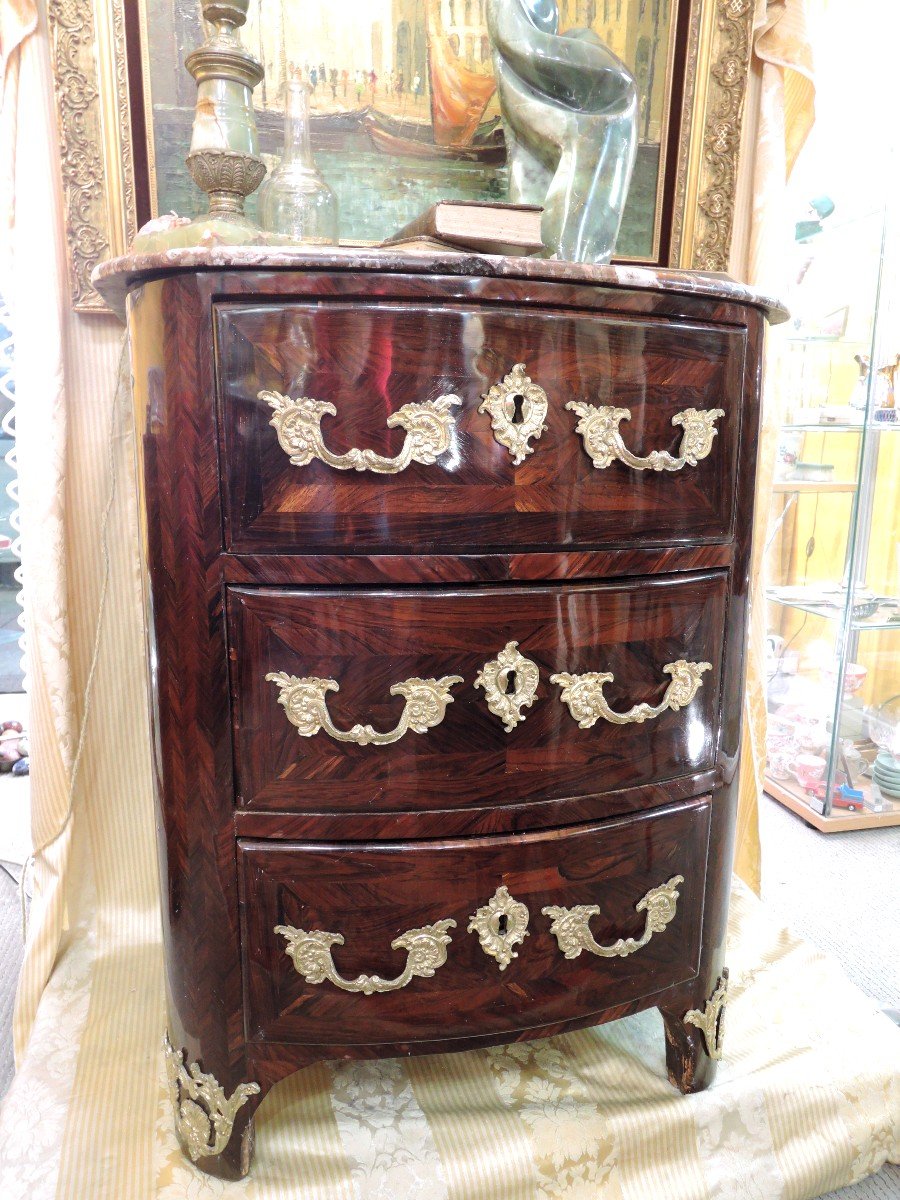 Petite Commode Galbée. Epoque Régence-photo-4