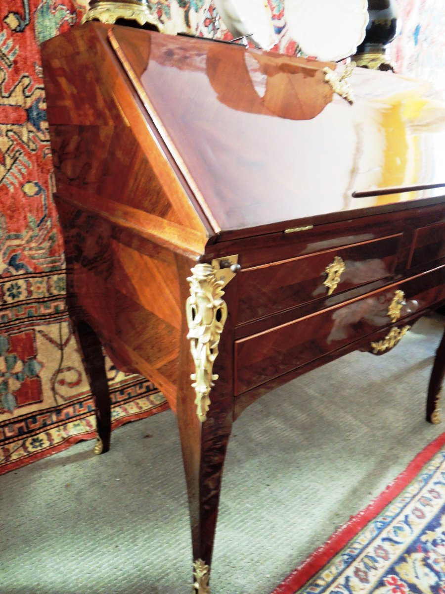 Slope Desk All Sides In Satin Veneer. Regence Period.-photo-3