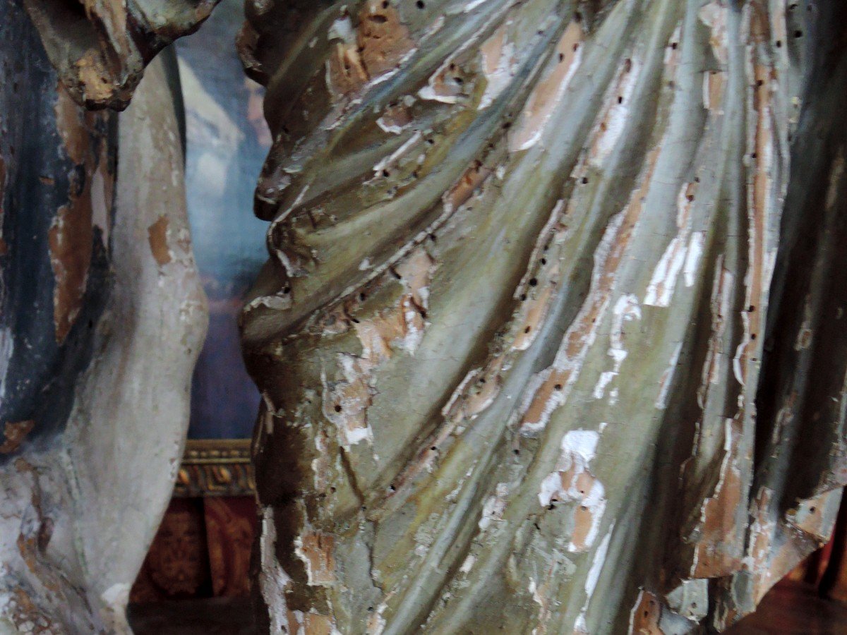 Vierge En Bois Sculpté. Epoque Fin XVIIè-photo-3