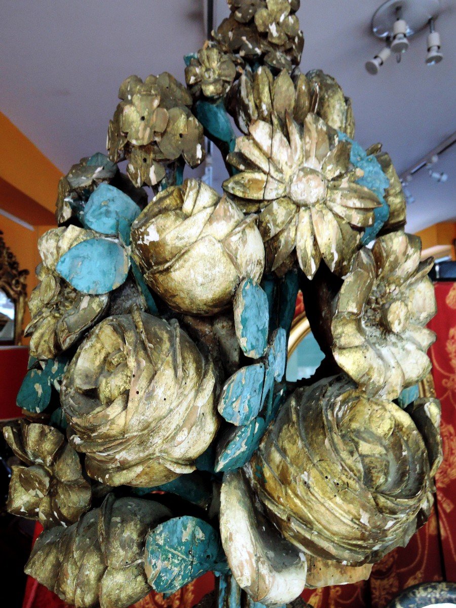 Bouquet Of Flowers In Carved Wood. Louis XVI Period-photo-4