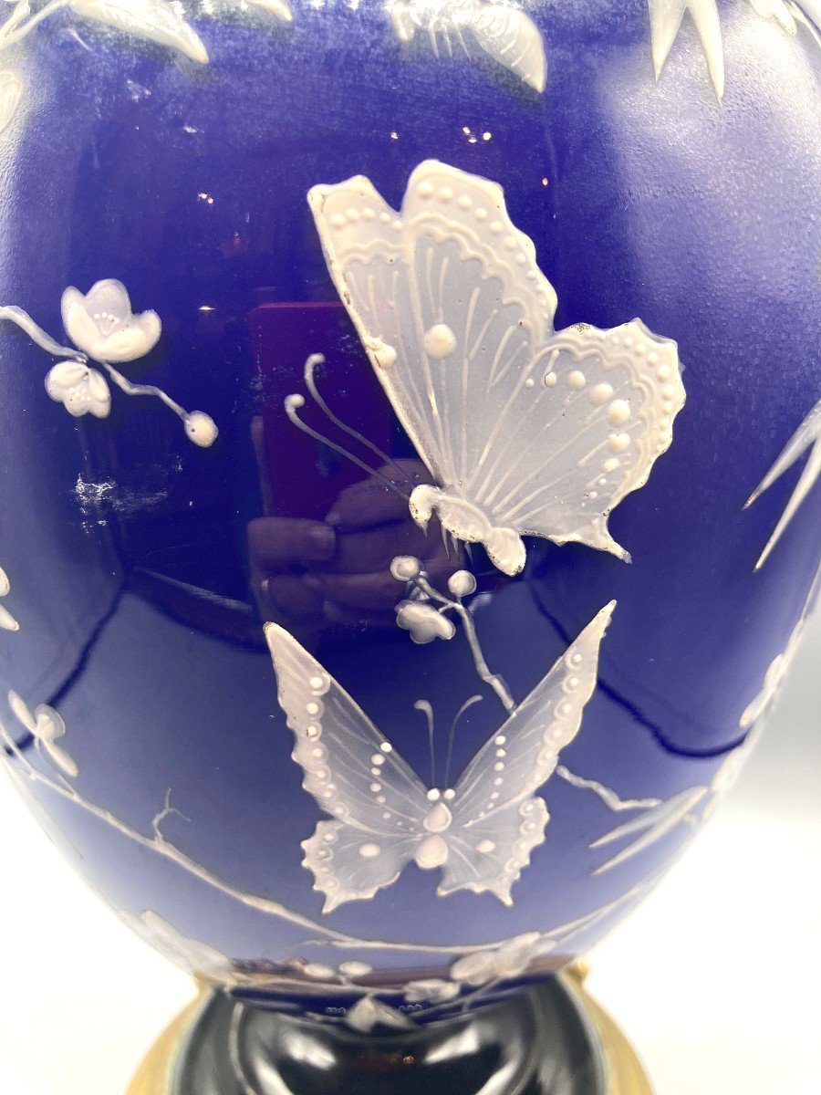 Porcelain Lamp Decorated With Butterflies. Around 1880-photo-7