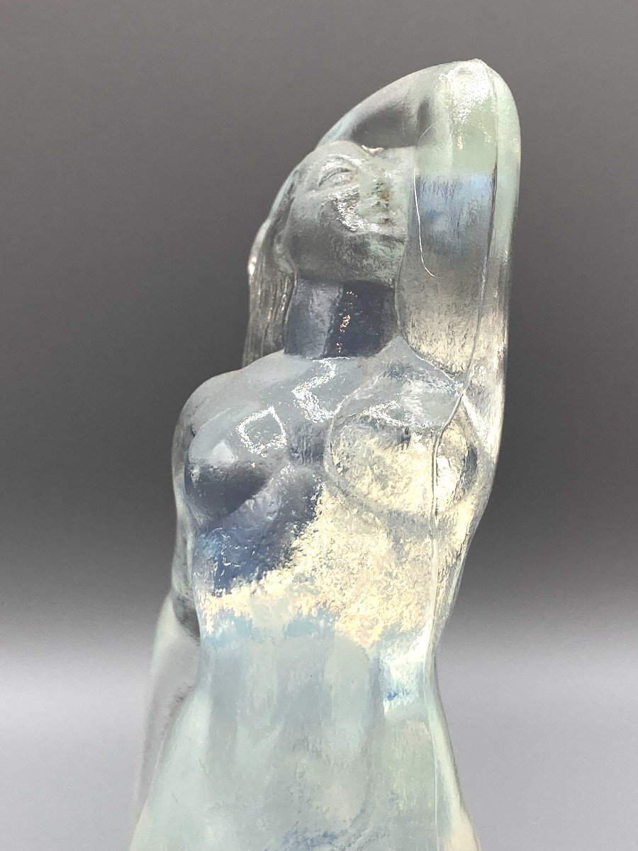 Glass Sculpture, Signed Sabino. "awakening Woman"-photo-4