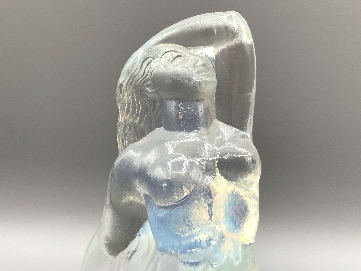 Glass Sculpture, Signed Sabino. "awakening Woman"