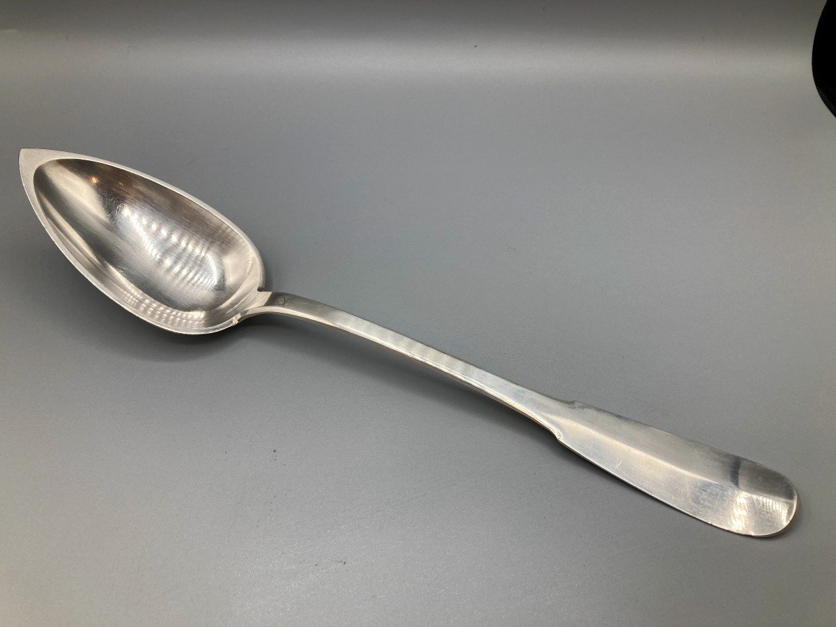 Stew Spoon In Sterling Silver. Period XIXth Century-photo-2