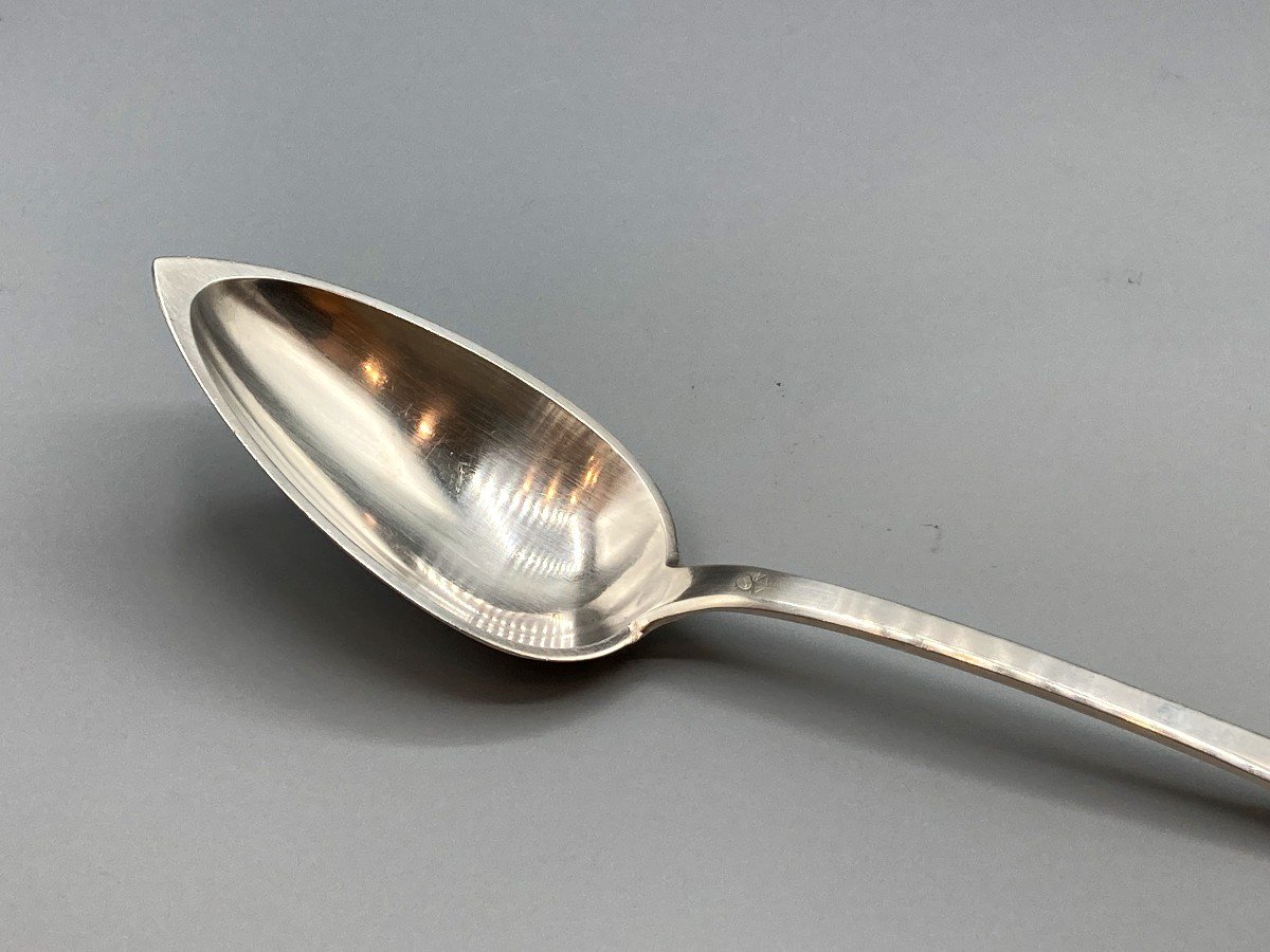 Stew Spoon In Sterling Silver. Period XIXth Century-photo-3