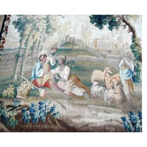 AUBUSSON. Tapisserie "Scène pastorale". Epoque XVIIIè siècle