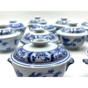  12 Pots à Crème, Modèle Japon. Creil Et Montereau . Epoque XIXè Siècle