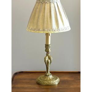 Torch Mounted As A Lamp, In Gilt Bronze. Regency Style.