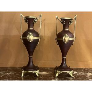 Paire de vases en tôle, Epoque Fin 19è siècle