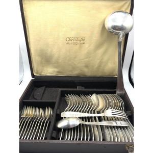 Christofle. Housewife In Solid Silver, Atlas Model, Luc Lanel . 39 Pieces