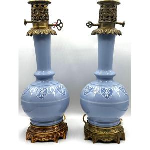 Pair Of Porcelain Lamps. Art Deco Style