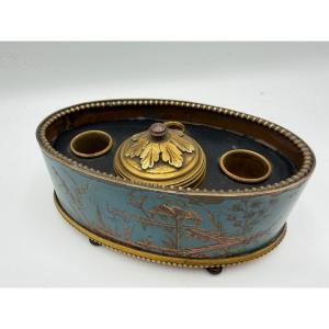 Painted Sheet Metal Inkwell. First Half Of The 19th Century