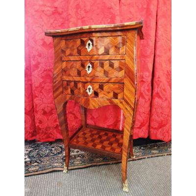 Petite Table de Salon à Marqueterie De Cubes. Epoque Transition Louis XV- Louis XVI