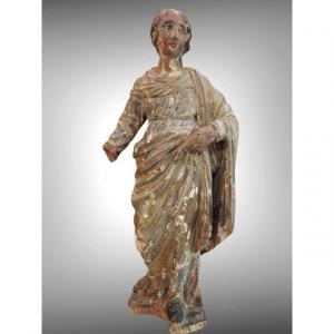 Virgin In Carved Wood. Period End Of XVIIth