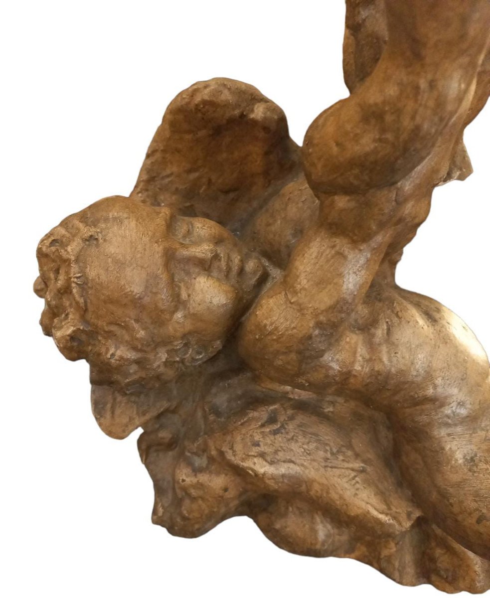 Putti Au Cygne, Terre Cuite-photo-2
