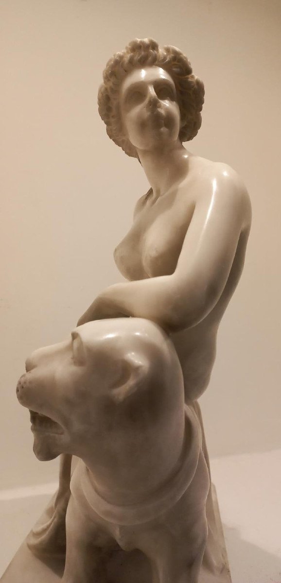 Ariane Sur La Panthère, Sculpture En Marbre Blanc-photo-5