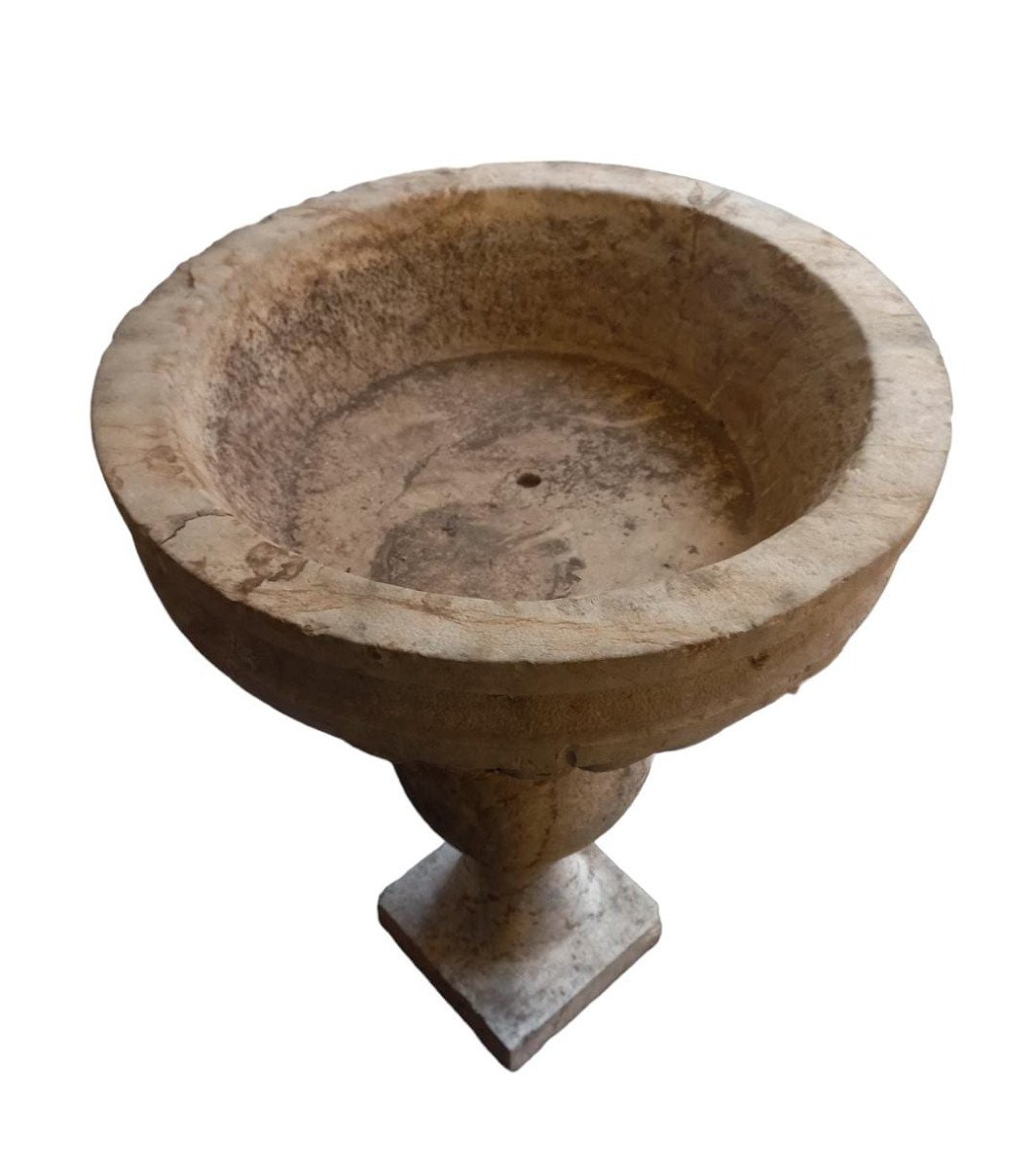 Holy Water Stoup In Pink Prun Stone-photo-4