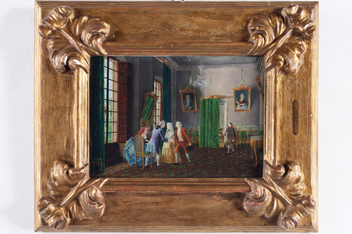 18th Century Interior With Figures-photo-3