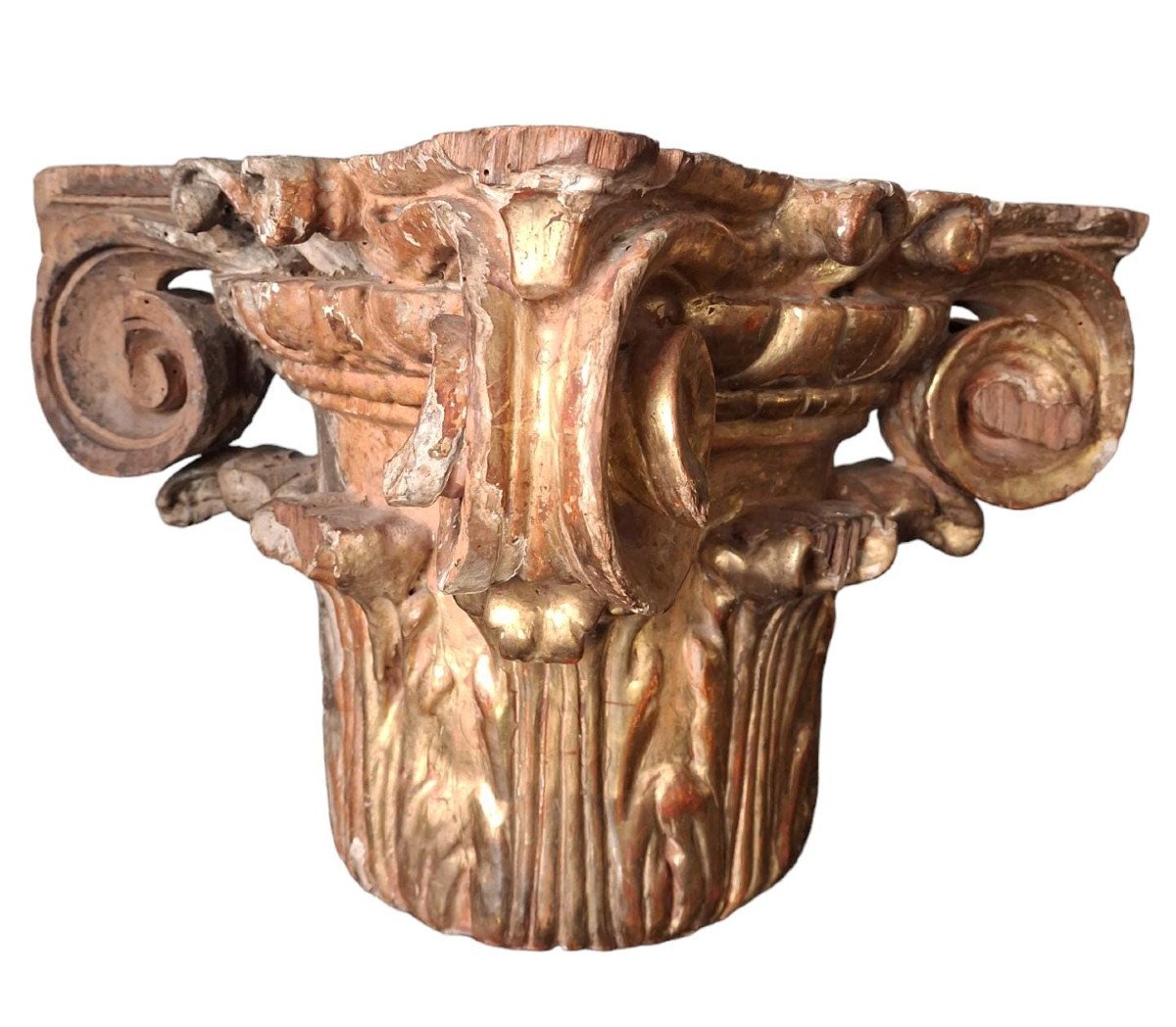 Chapiteau En Bois Doré Et Sculpté-photo-3