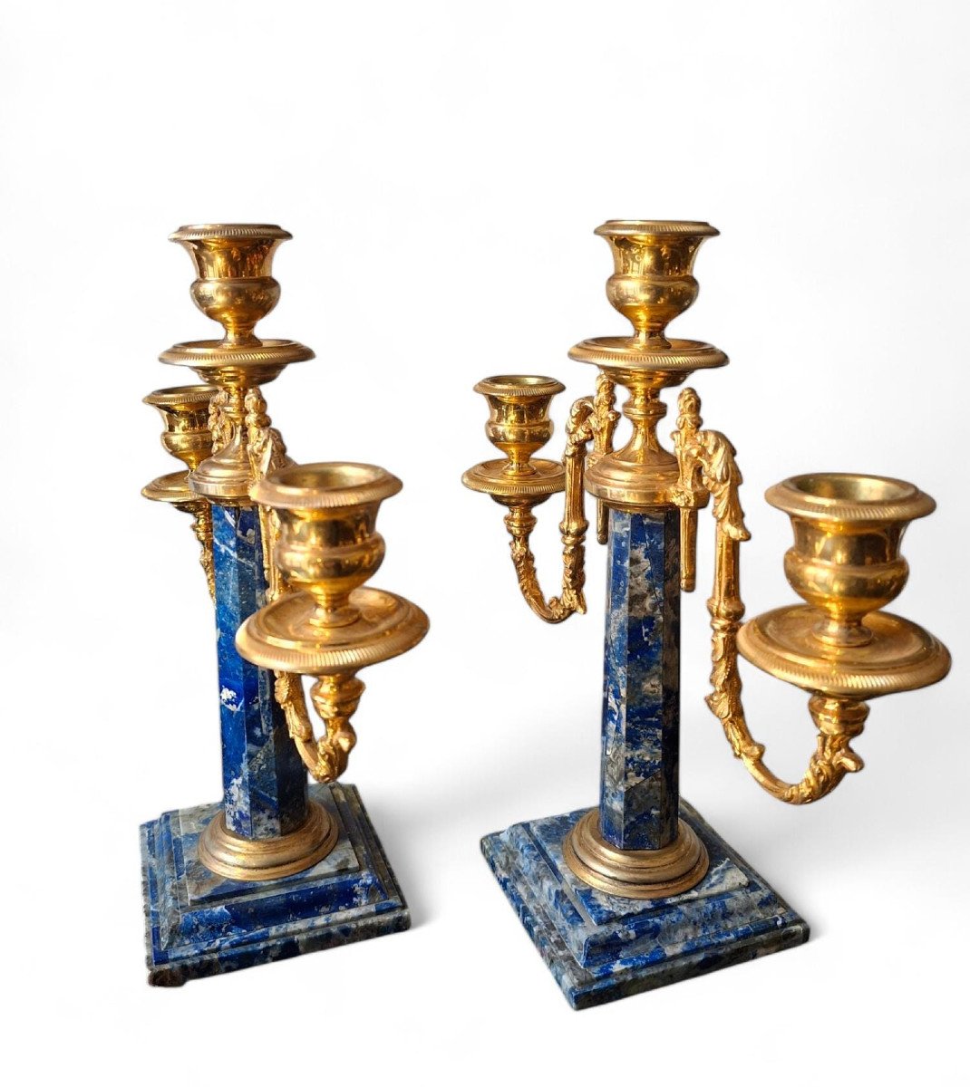 Pair Of Small Gilded Silver Candlesticks -photo-2
