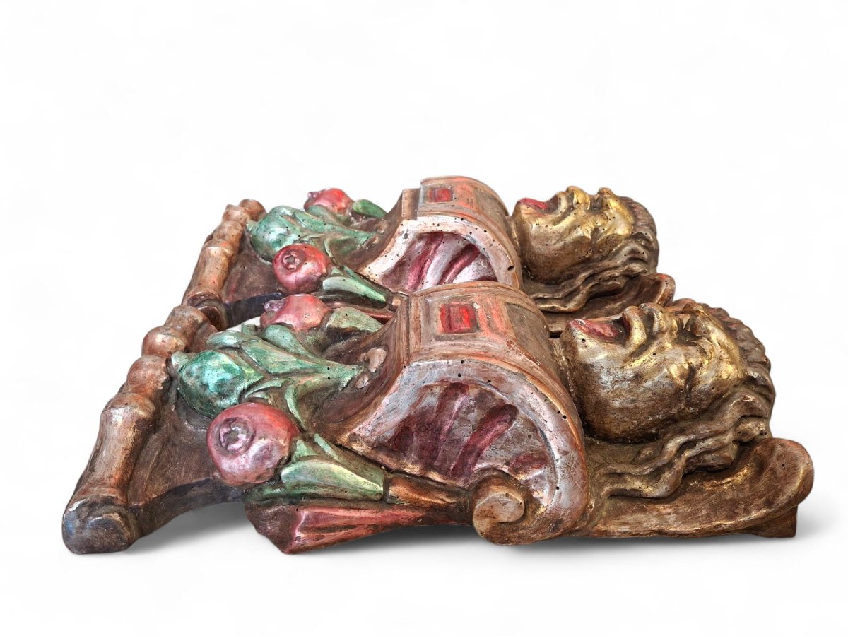 Pair Of Lacquered Wooden Sculptures-photo-3