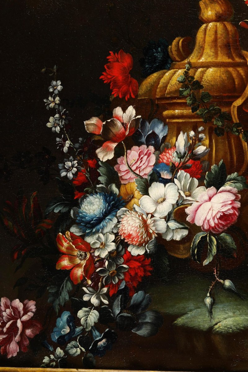 Still Life Of Flowers, 18th Century Piedmontese School-photo-4