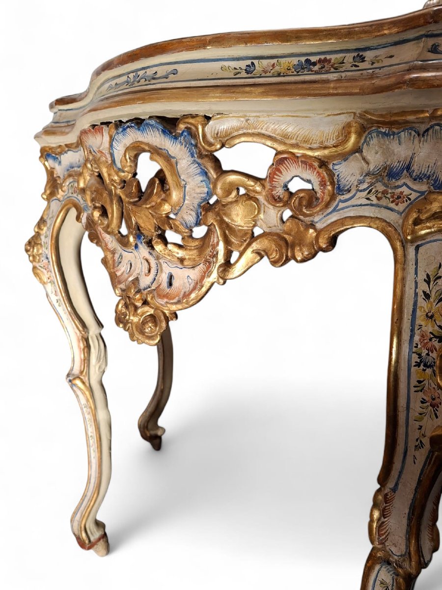 Louis XV Lacquered And Gilded Console Table-photo-1
