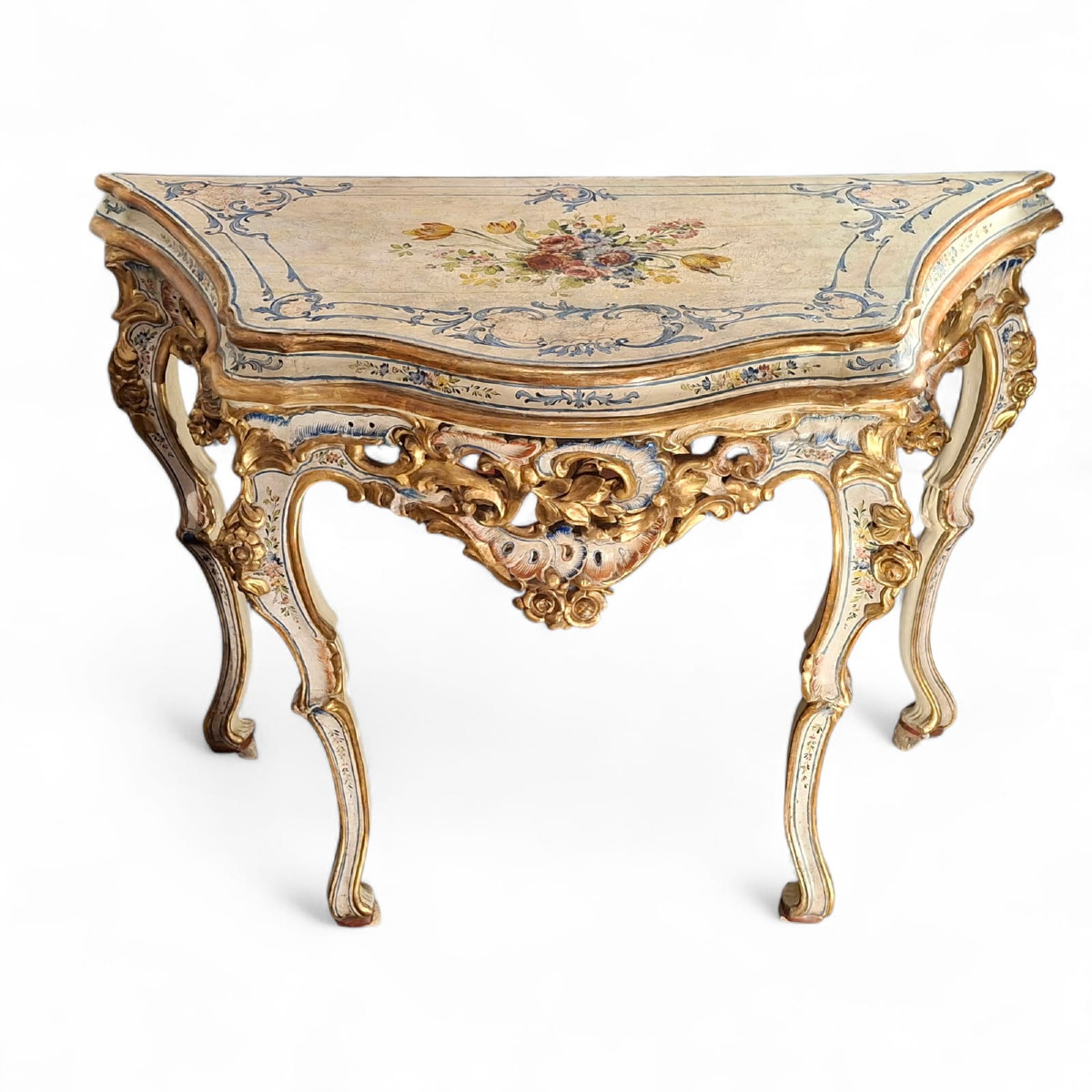Louis XV Lacquered And Gilded Console Table