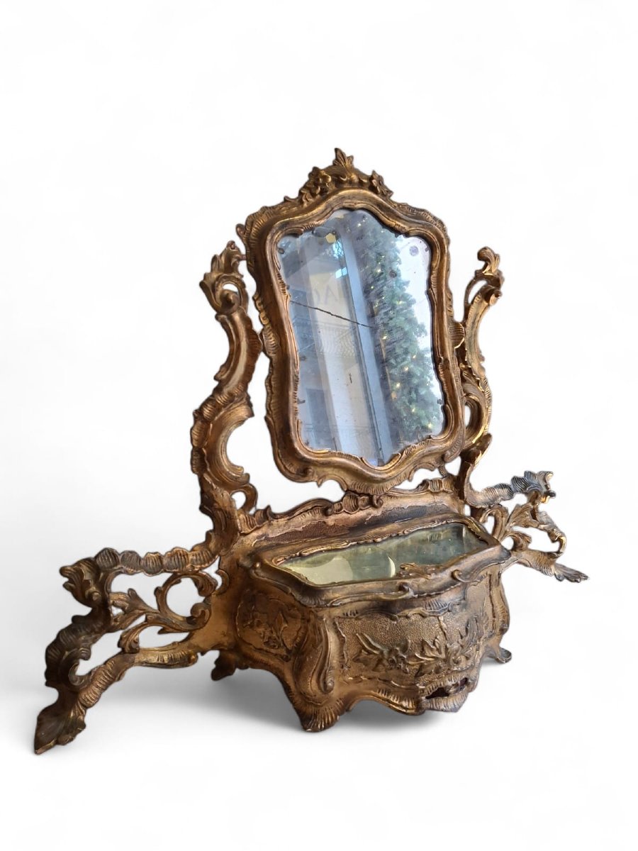 Petit miroir de coiffeuse, avec étui-photo-2