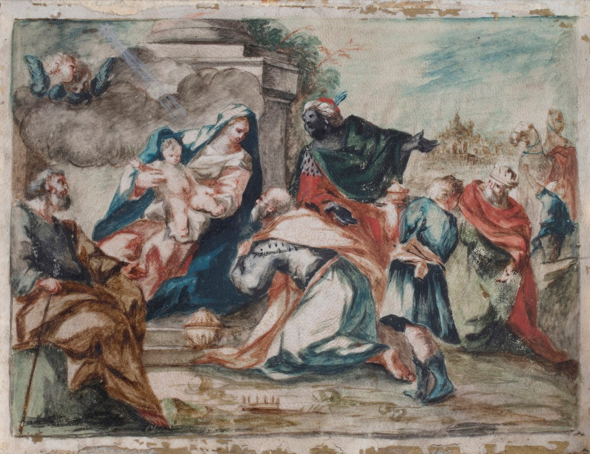 Adoration des Rois Mages, tempera sur parchemin-photo-2