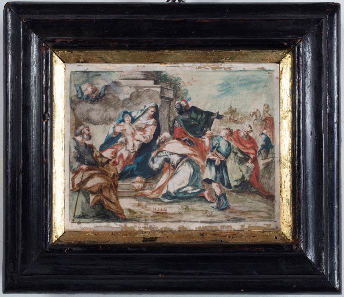 Adoration des Rois Mages, tempera sur parchemin