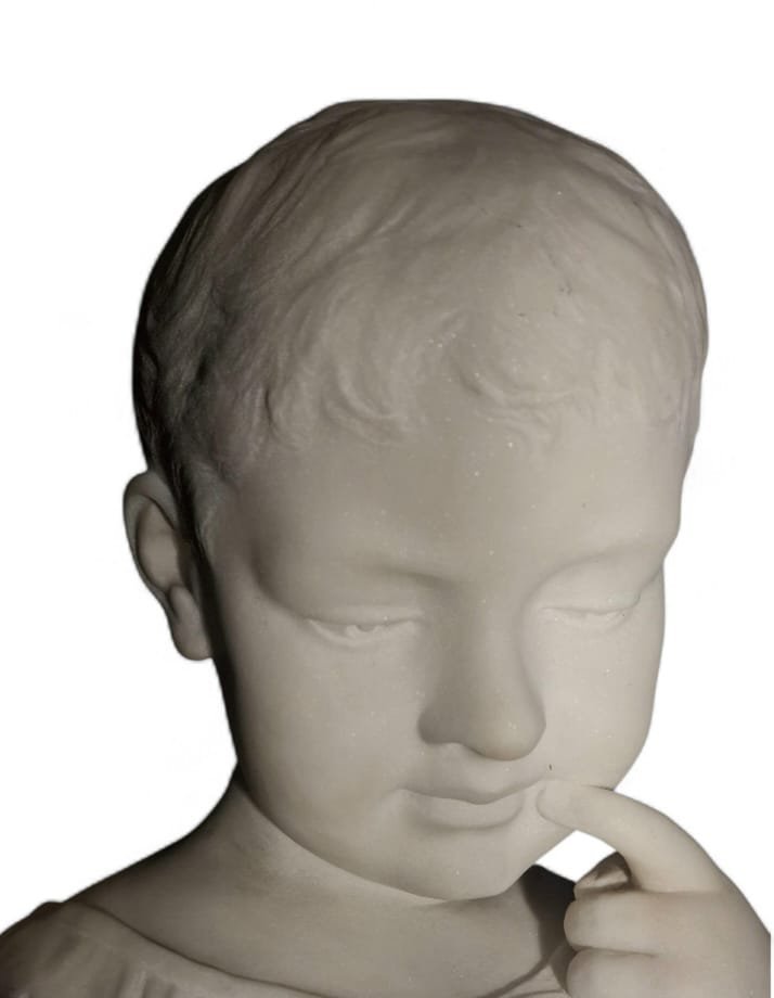 Bust Of A Child Reading, Carrara Marble-photo-4