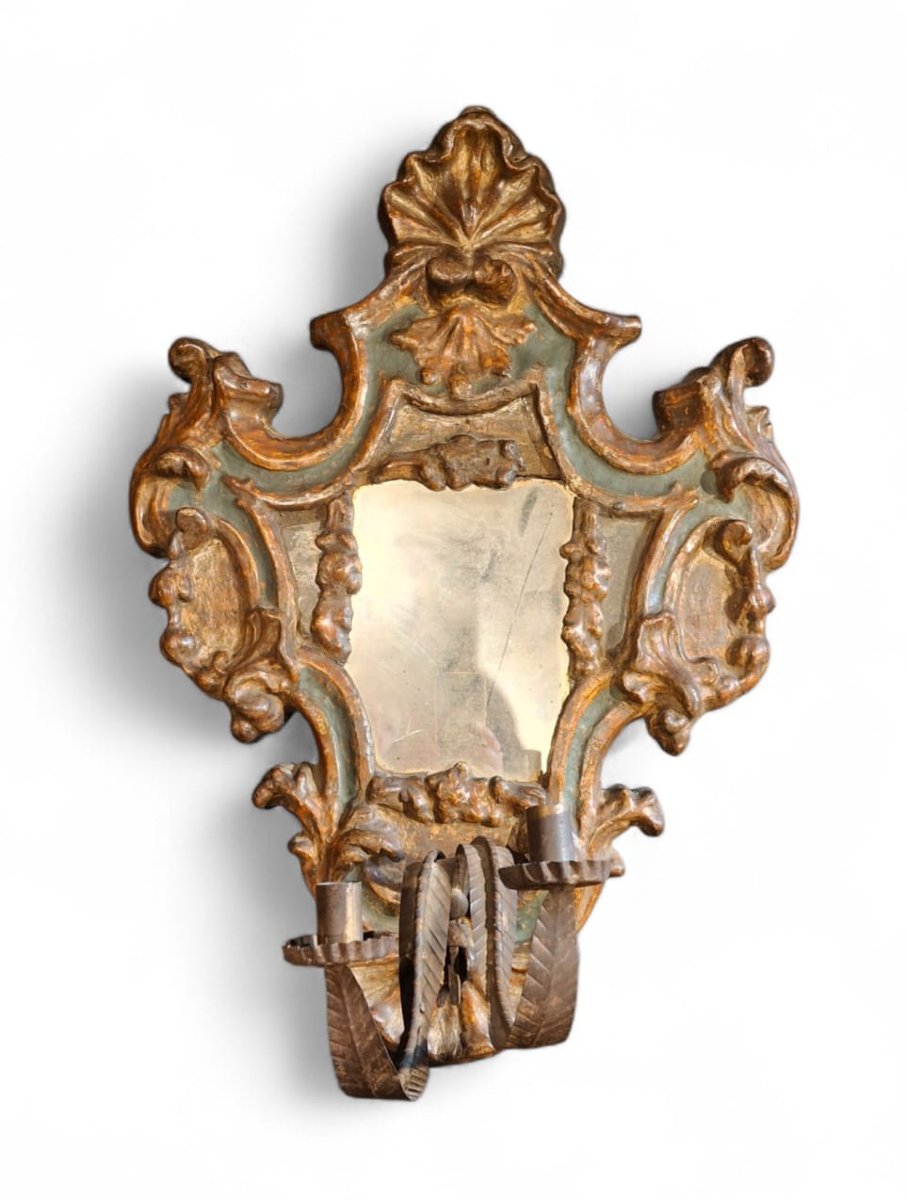 Paire d'appliques murales en bois et papier mâché laqué-photo-3