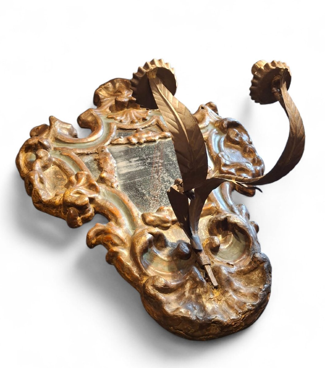 Paire d'appliques murales en bois et papier mâché laqué-photo-4